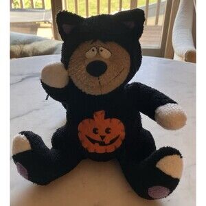 Halloween Cat Costume Plush With Pumpkin 2001‎ Vintage Stuffed...